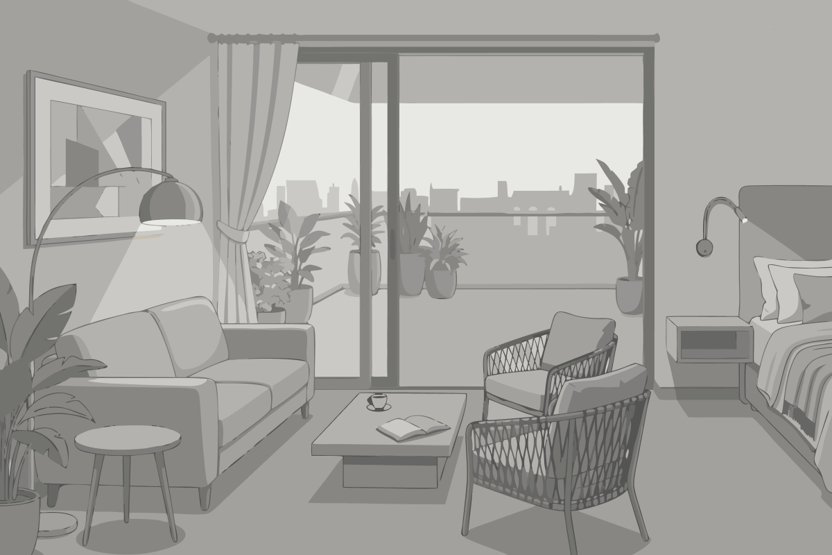 Studio with Garden View Breakfast Included for 2 - 4 People